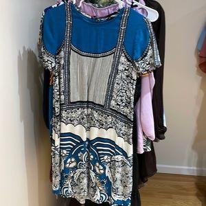 Blue and white midi dress